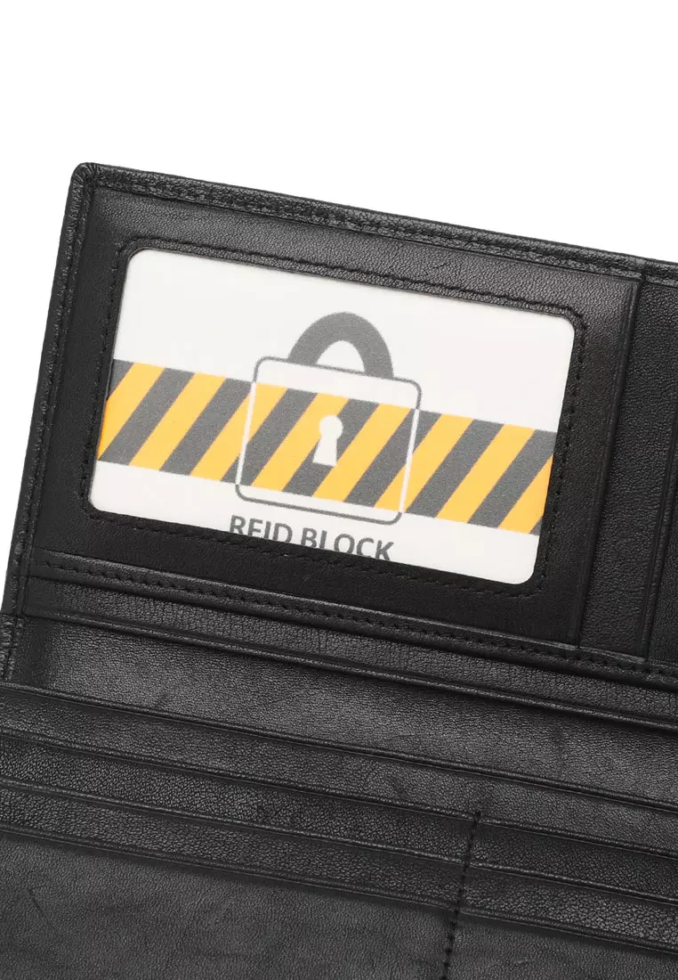 Genuine Leather RFID Long Wallet - Black