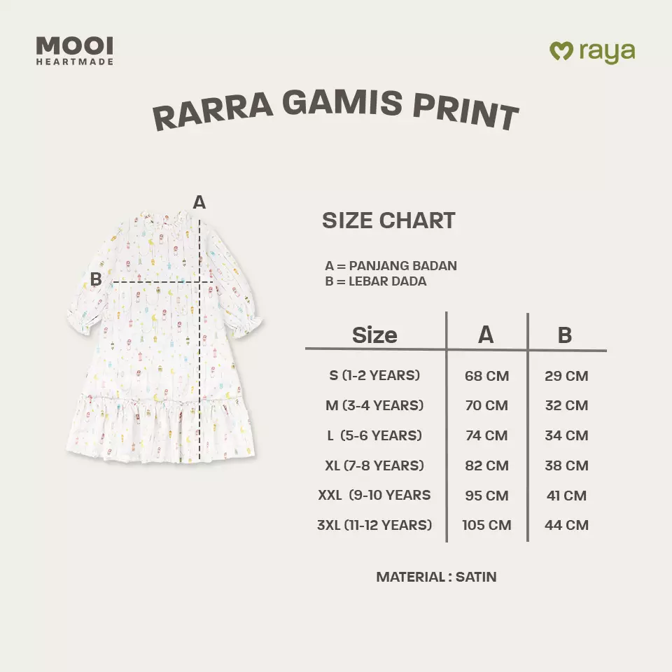 Mooi x Nussa Rarra Gamis Print Dress Anak Gamis Anak Perempuan Raya Collection