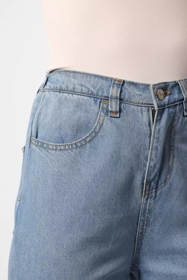 Minimal x Devina Putri - MN323 - Jeans Lebar Lurus - Light Blue Warna Blue_Light