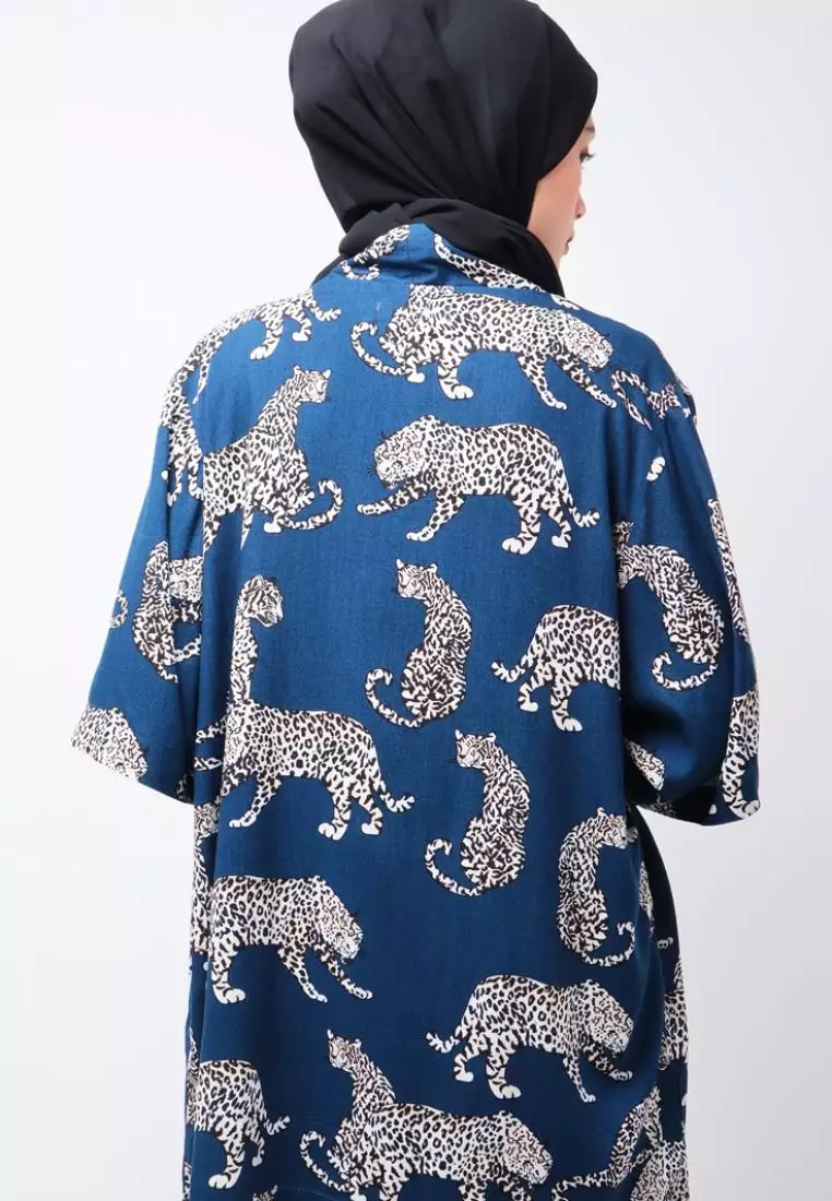 Nade Japan NTA74 KMN Kimono Unisex Leopard Navy