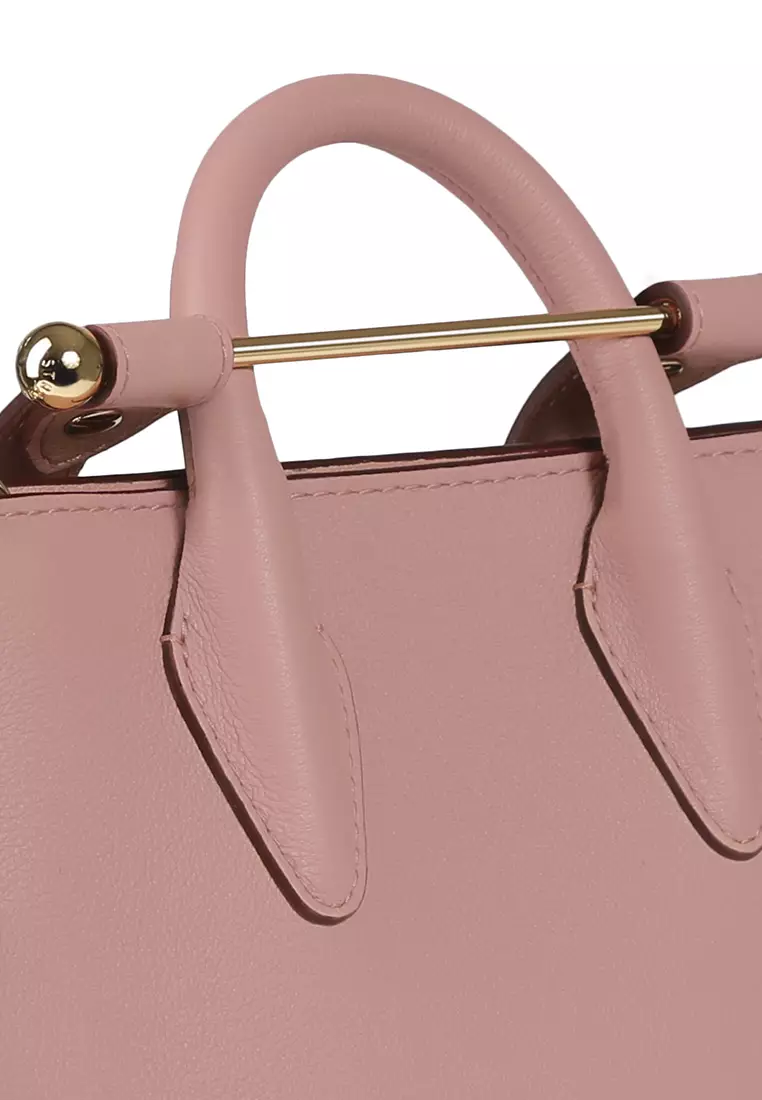 Strathberry Nano Croc-embossed Leather Tote In Pink