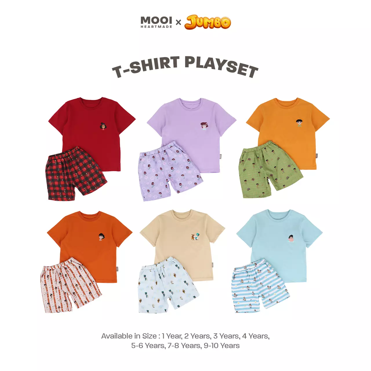 Mooi x Jumbo Setelan Anak T-Shirt Playset - Maroon