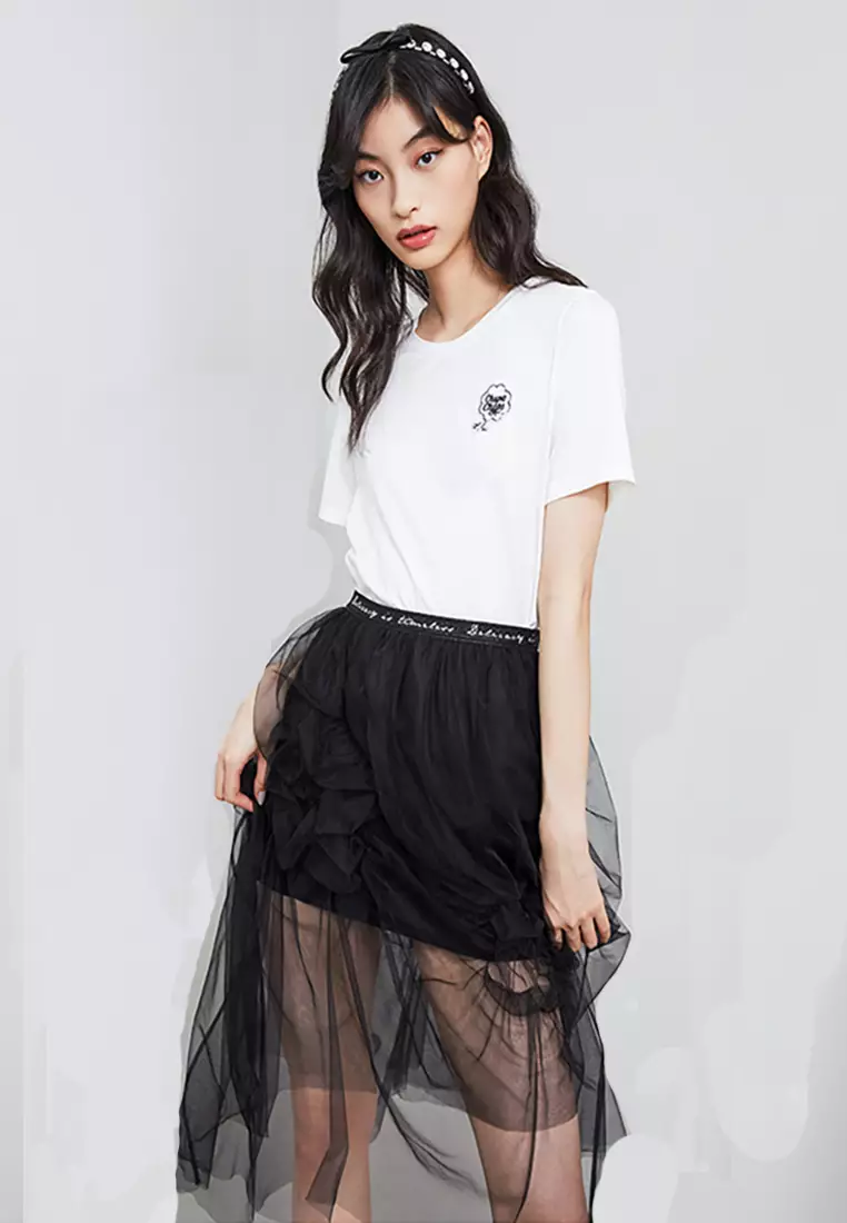 Elastic waist white skirt clearance