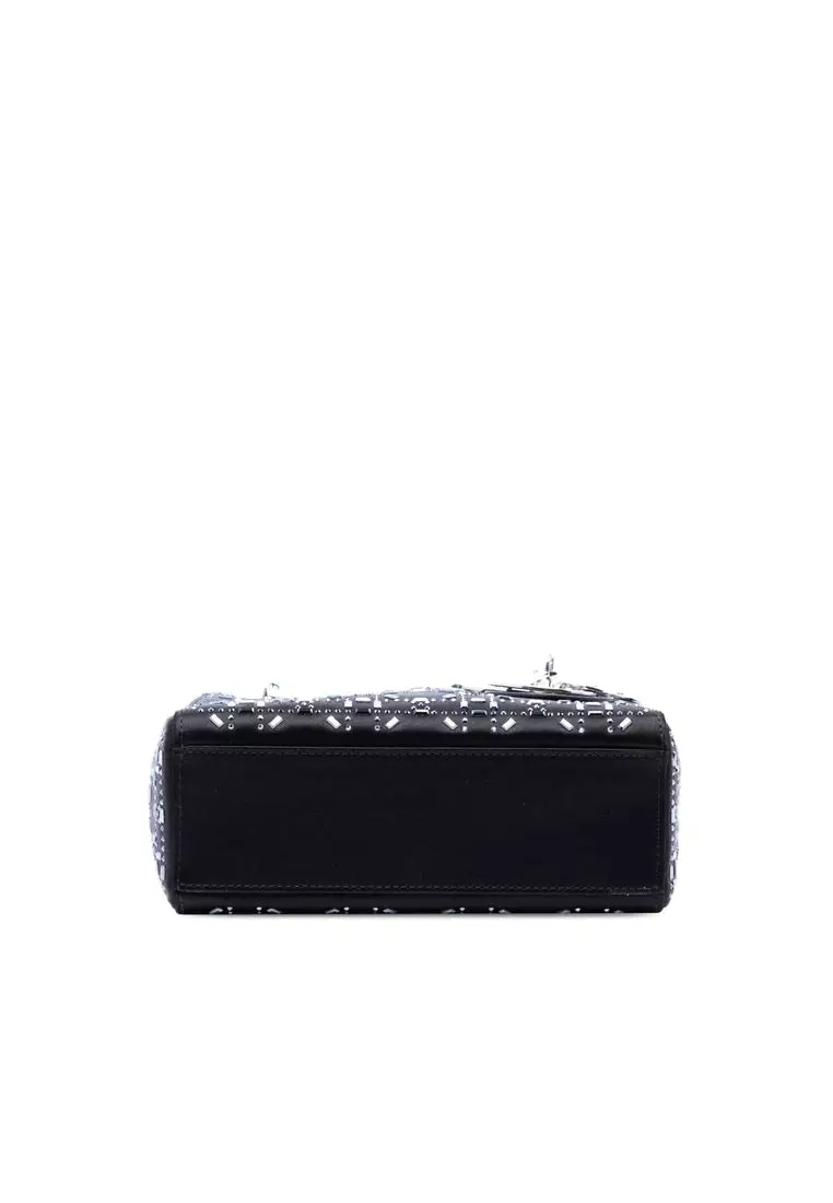 Pre-Loved Dior Mini Velvet Cannage Strass Embellished Lady Dior