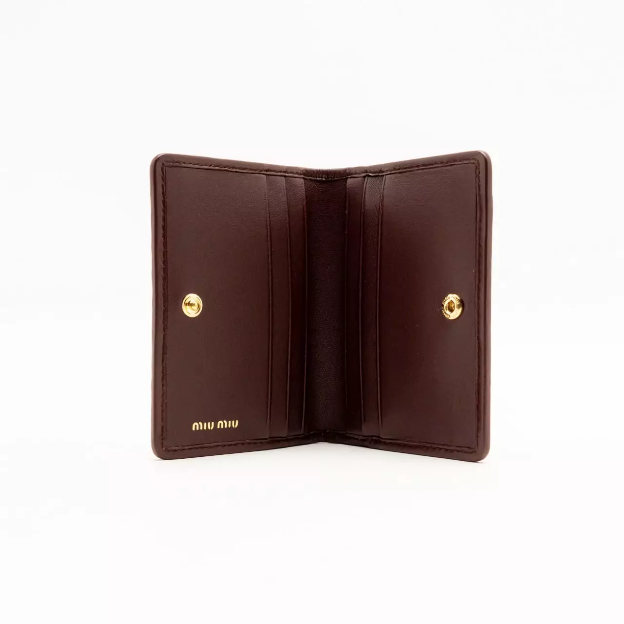 Matelasse Nappa Leather Card Holder Pocket Burgundy