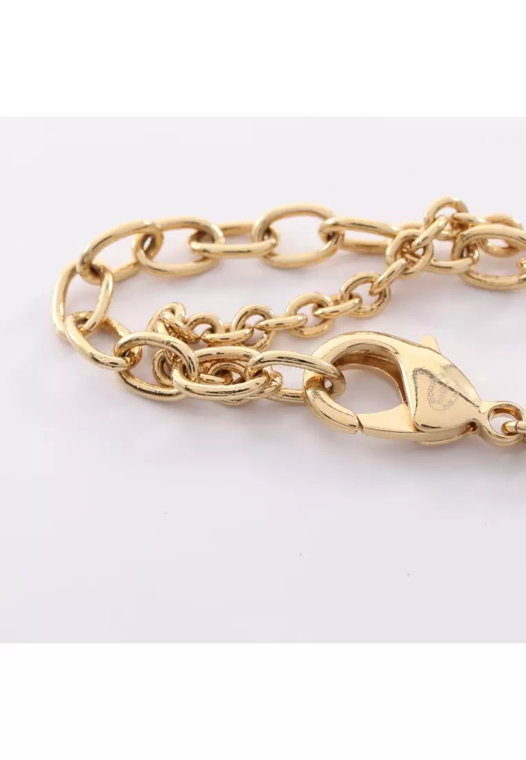 Pre-Loved Chanel coco mark heart necklace GP Rhinestone gold clear B23P
