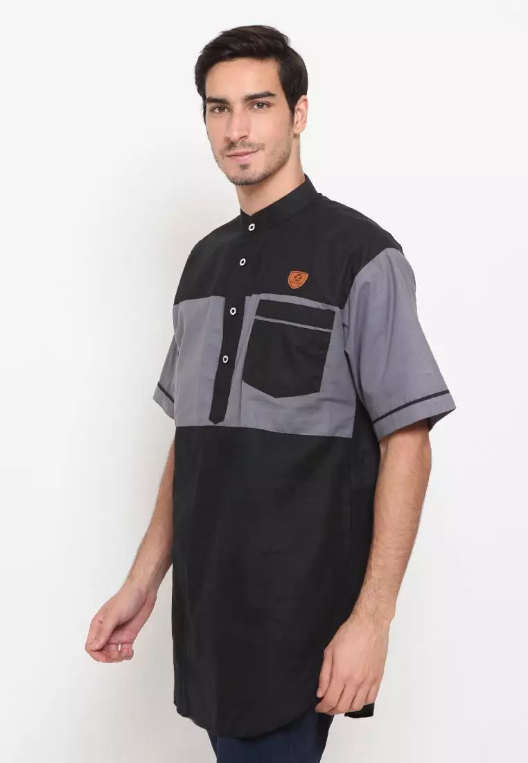 Zayidan Baju Koko Gamis Muslim Pria Jafar - Hitam