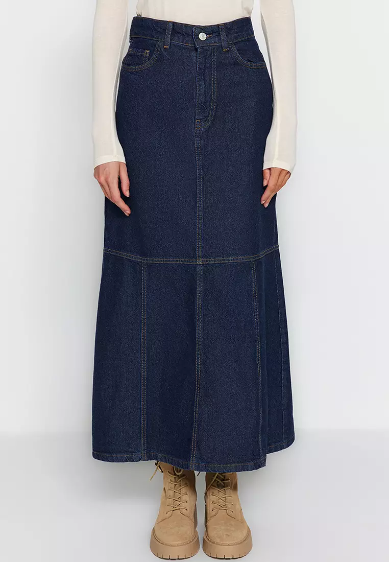 Denim maxi deals skirts online