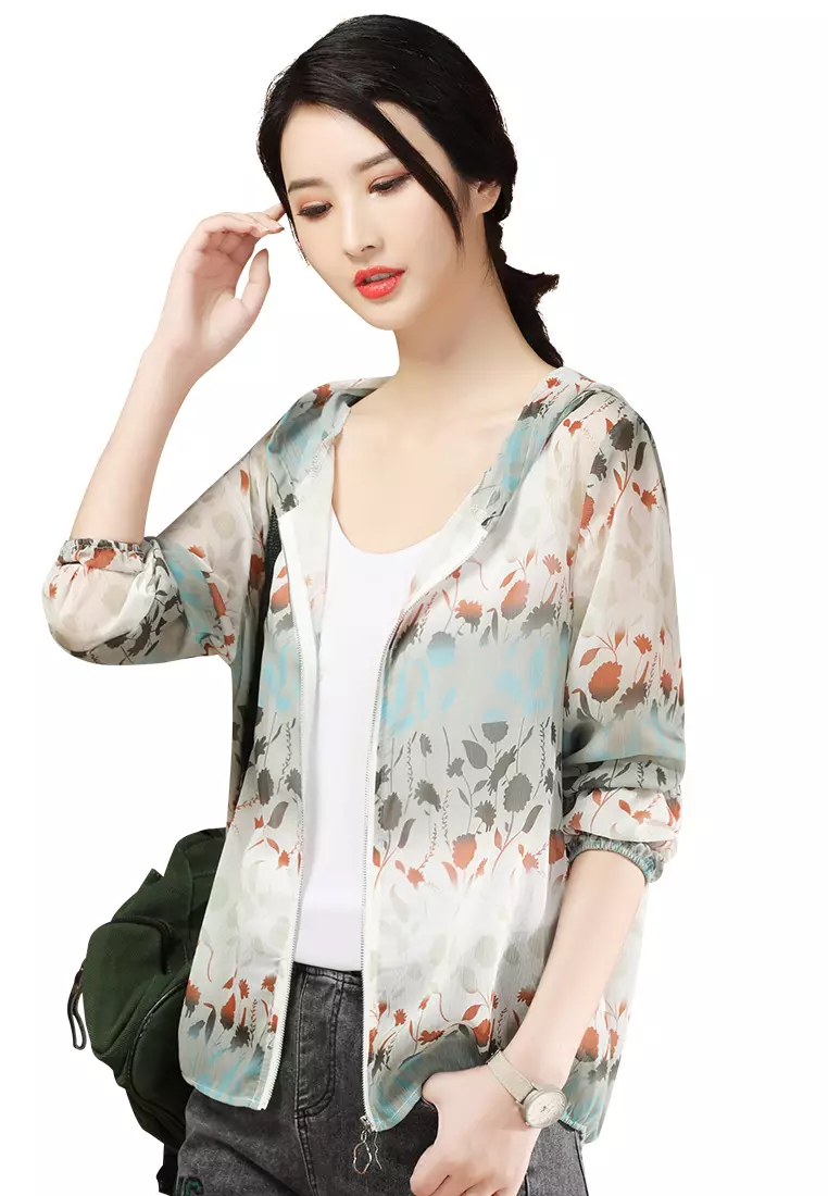 Floral chiffon jacket clearance