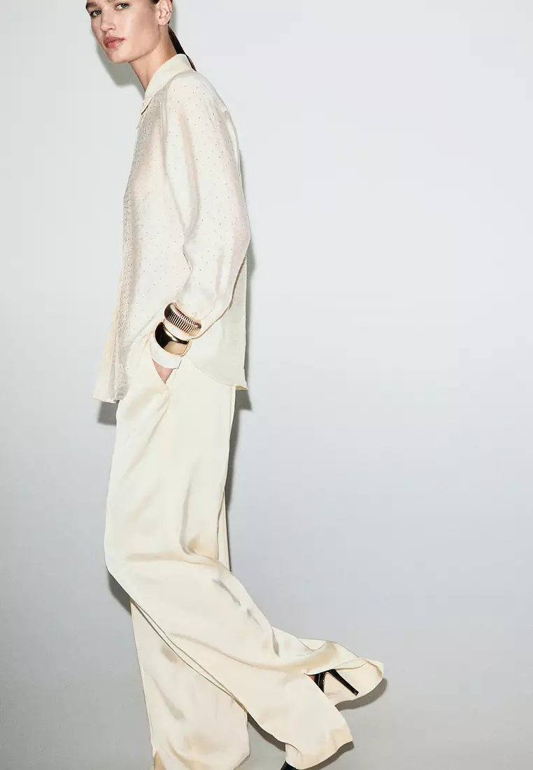 Satin Shirt with Rhinestones