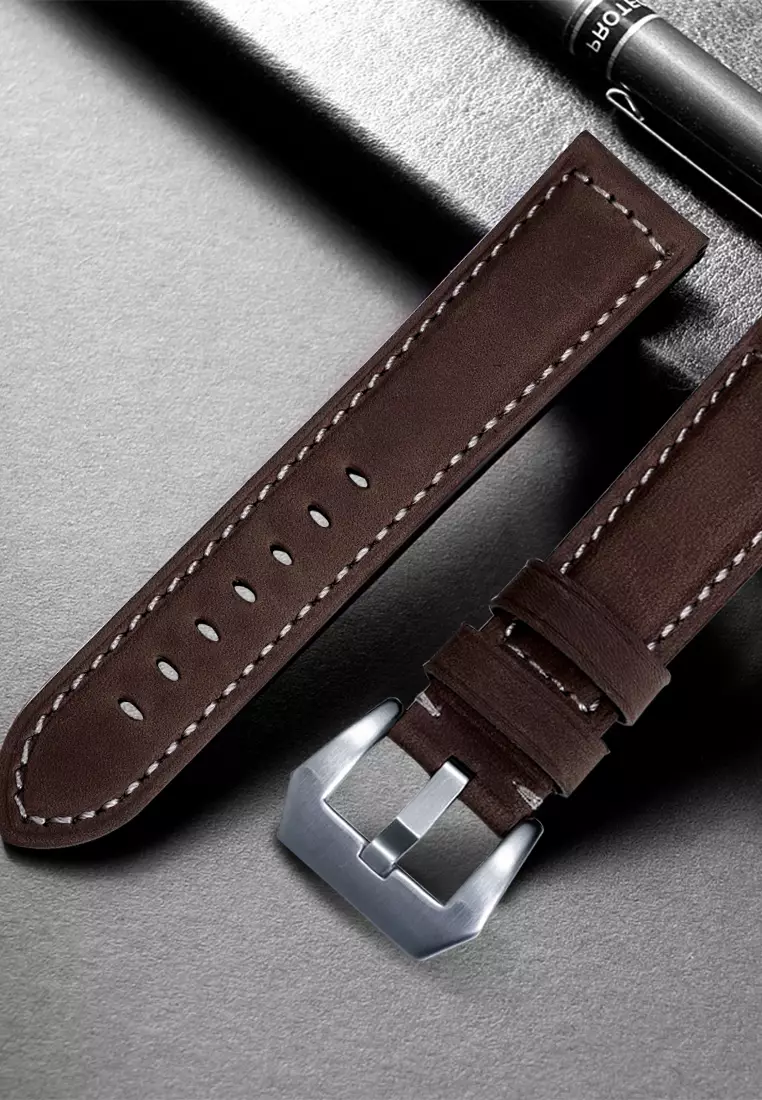 Tali Jam Watch Strap Tali Kulit Pria Buram Leather Strap 22mm Jam Tangan Kulit kopi