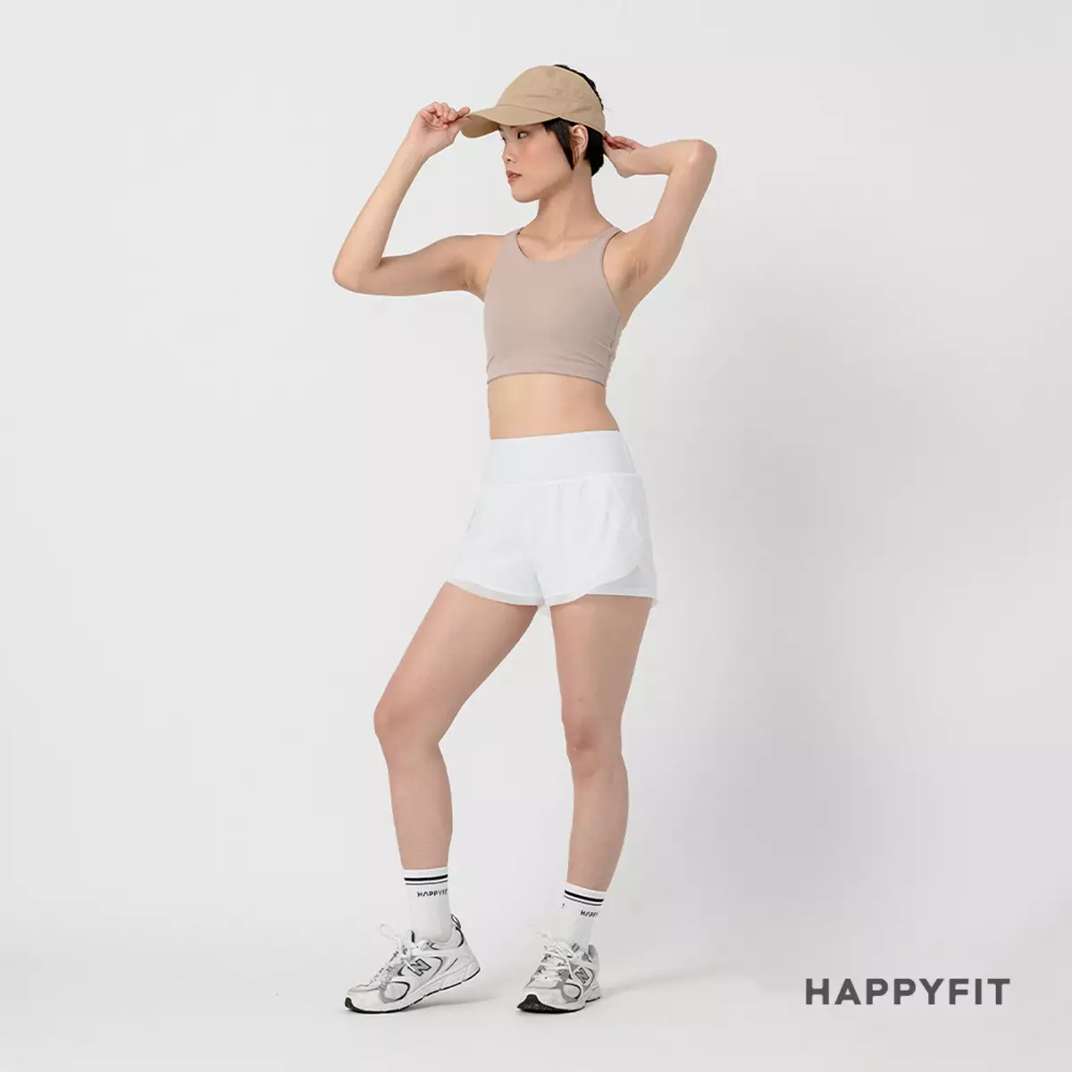 HAPPYFIT Windproof Short Pants High Waist - White