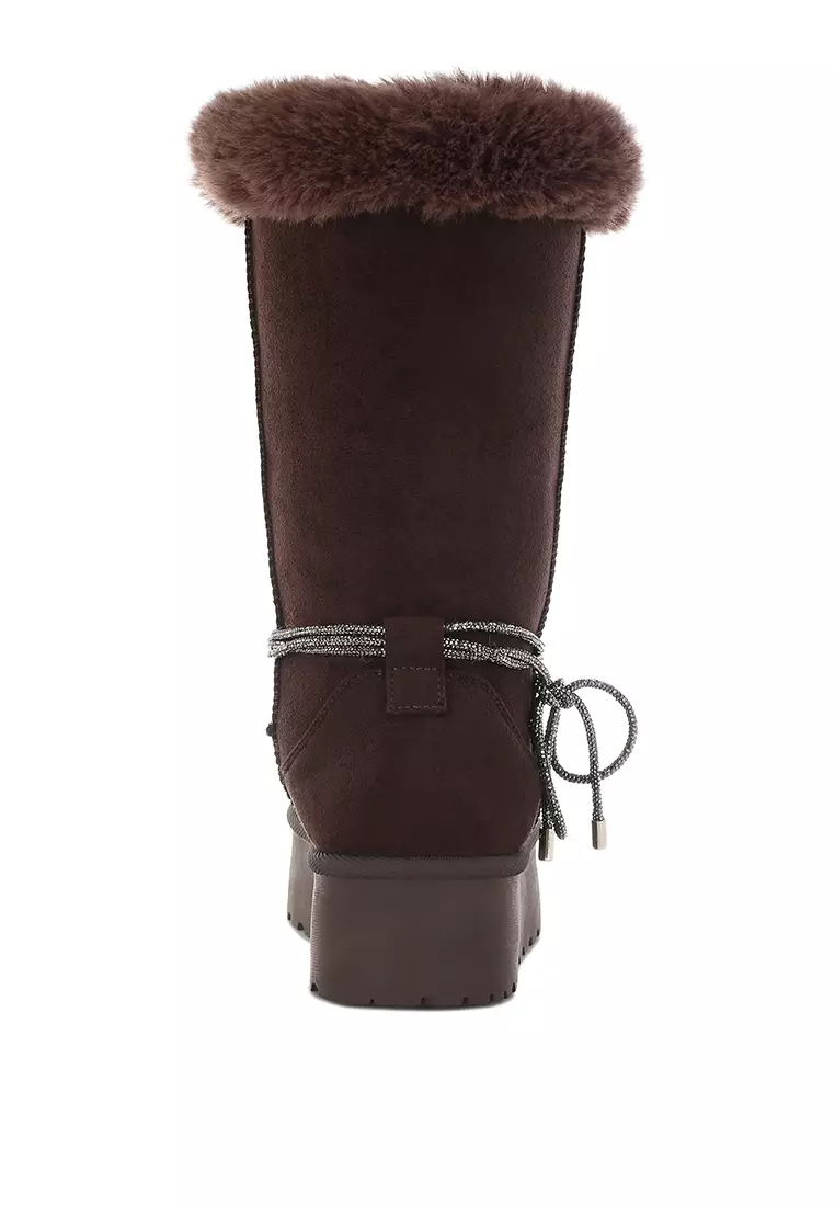 Fur Collar Anti-Skid Snow Boots in Brown