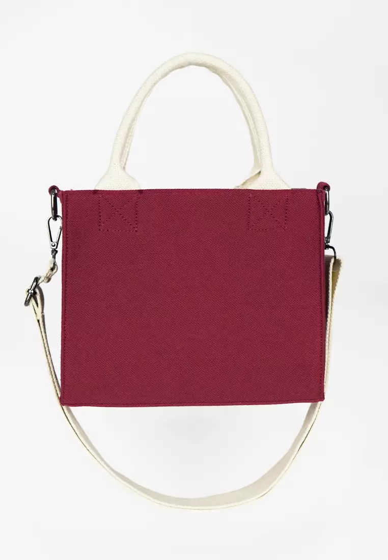 Tas Selempang Sling Bag Wanita Bahan Kanvas Penutup Resleting Rana Series - Maroon