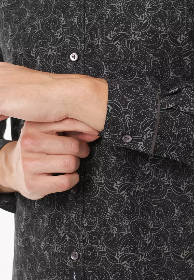 Johnwin - Kemeja Casual - Kemeja Pria - Kemeja Hitam - Lengan Panjang - ASH.670.K871.731.C