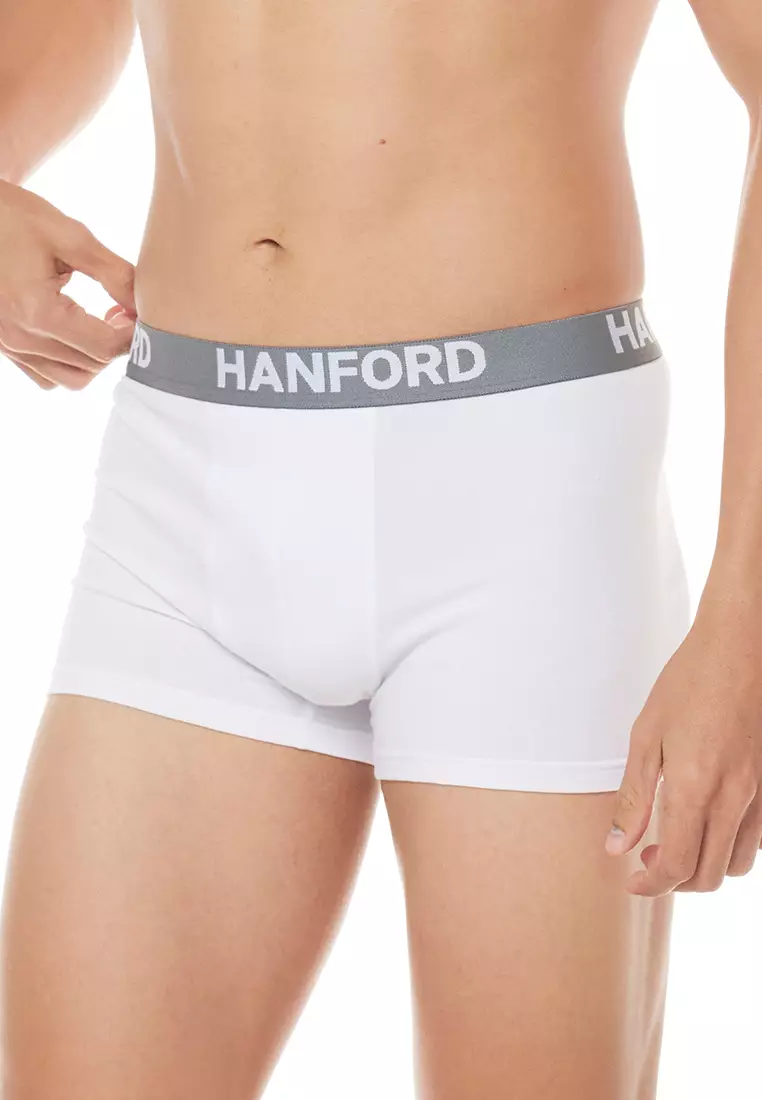 Cotton w/ Spandex Men's Boxer Briefs Ansel - White (3in1 Pack) S-4X Big Plus Size
