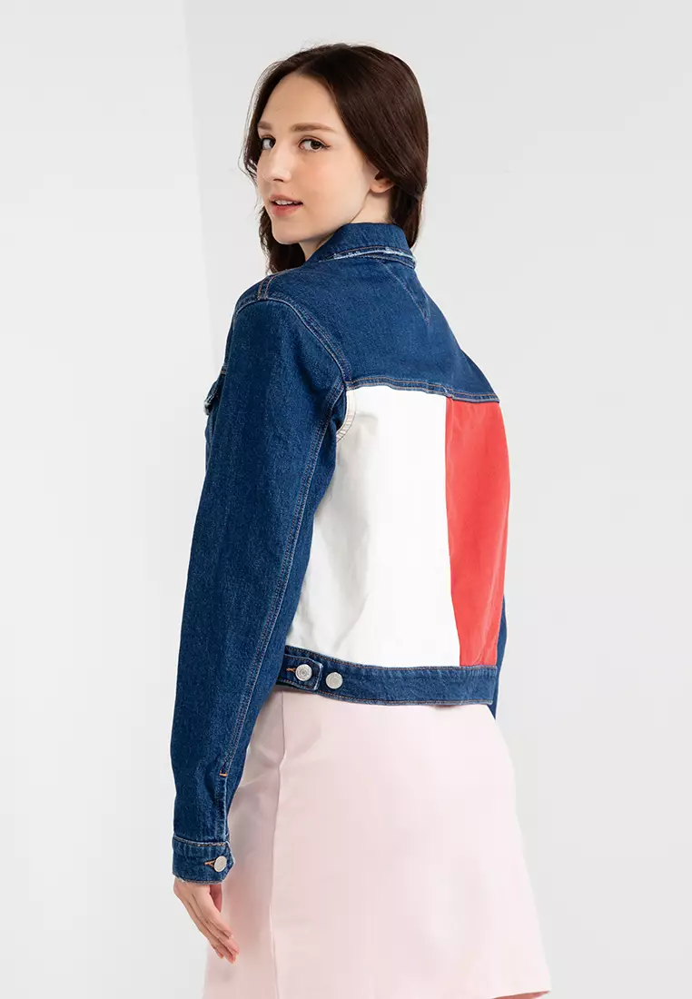 Tommy hilfiger flag denim jacket hot sale