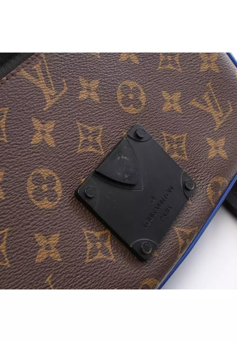 Pre-Loved Louis Vuitton S-lock messenger monogram macassar Handbag PVC leather Brown blue 2WAY