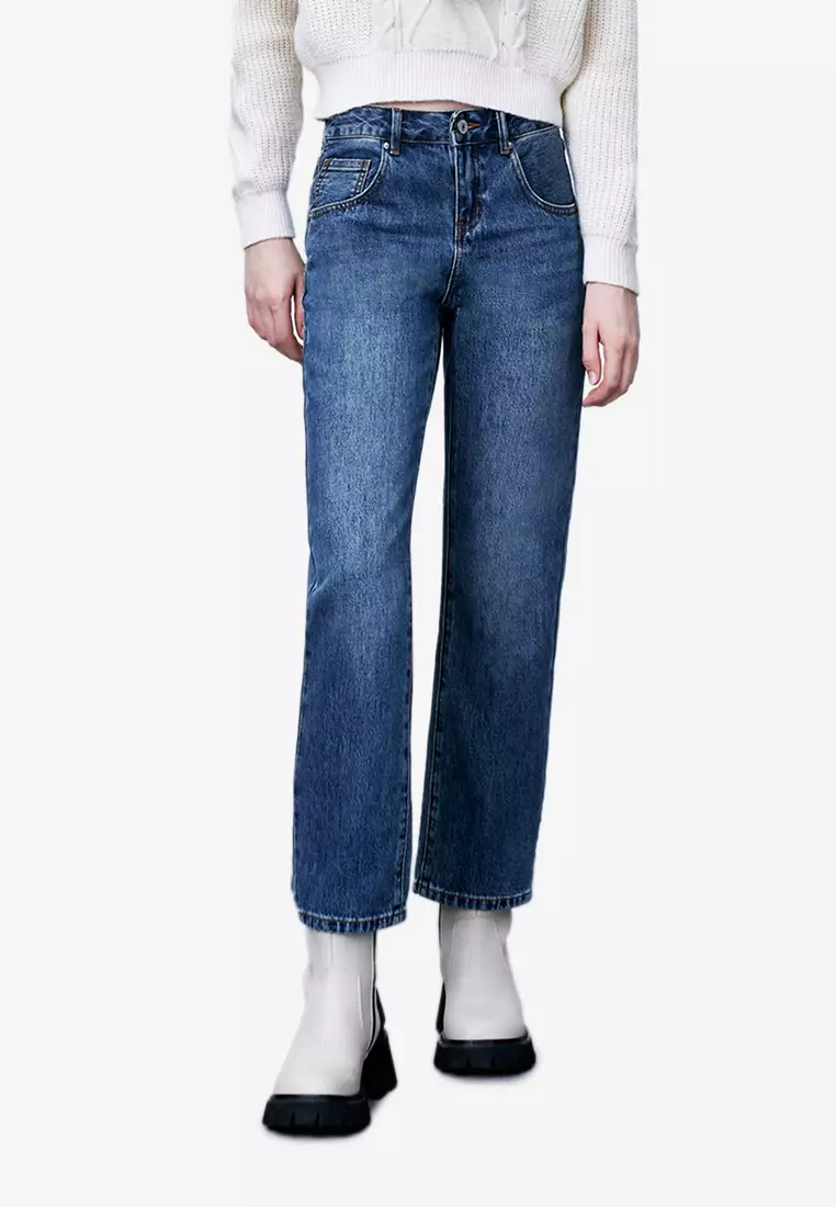 Buy URBAN REVIVO Mid Waist Straight Jeans 2024 Online