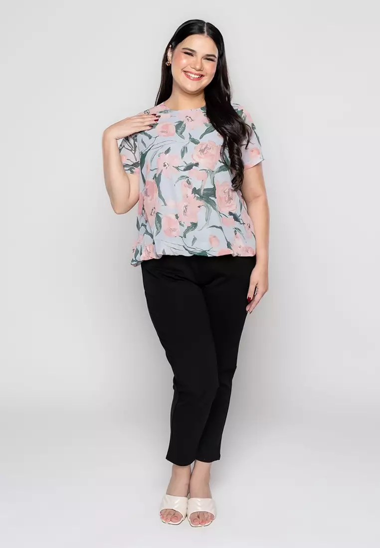 Milly Plus Size Laurence Blouse in Floral  Print