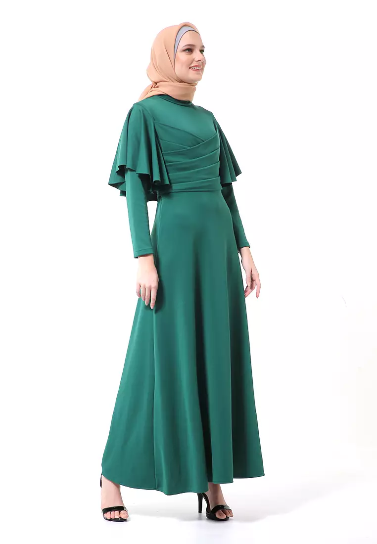 Zeta Dress Fashion Muslimah Wanita Long Sleeve Style Basic Relaxed Fit - Hijau Natal