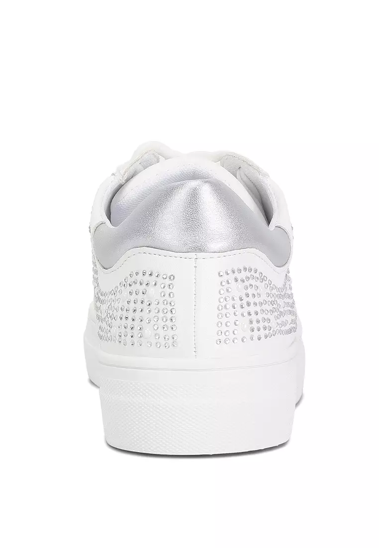 White deals rhinestone sneakers