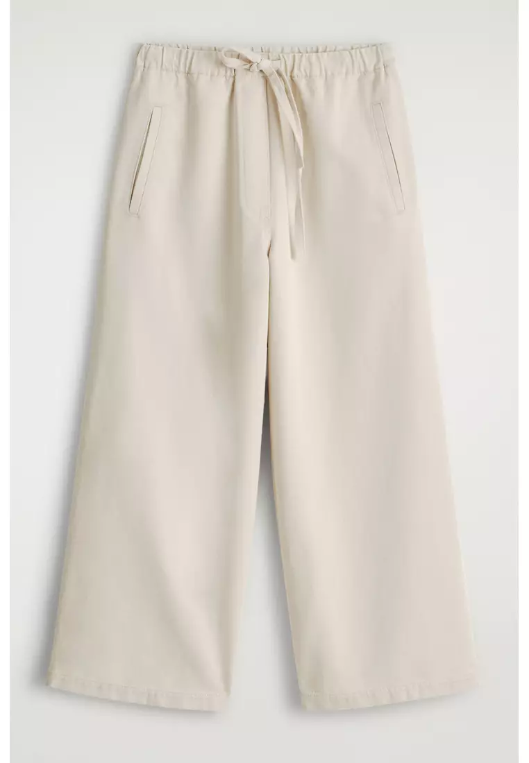 CROPPED DENIM WIDE-LEG TROUSERS