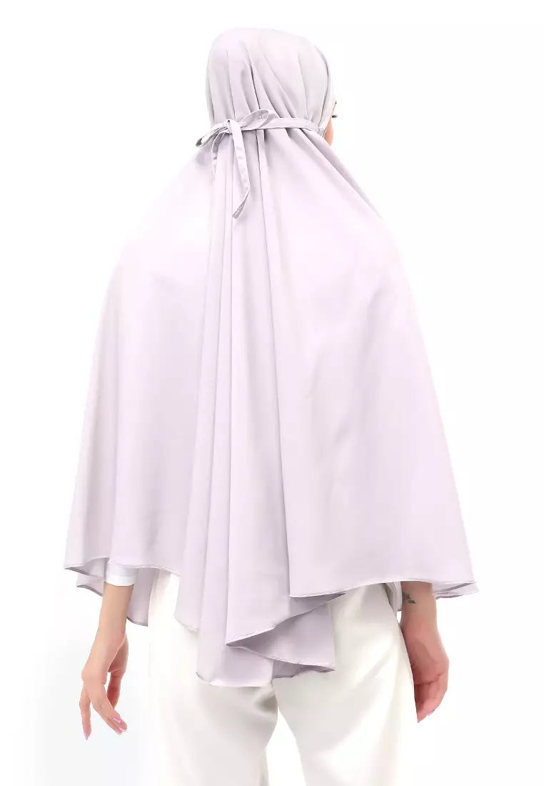 Nindy Jilbab Khimar Bergo Jumbo Motif Polos Relaxed Fit - Silver