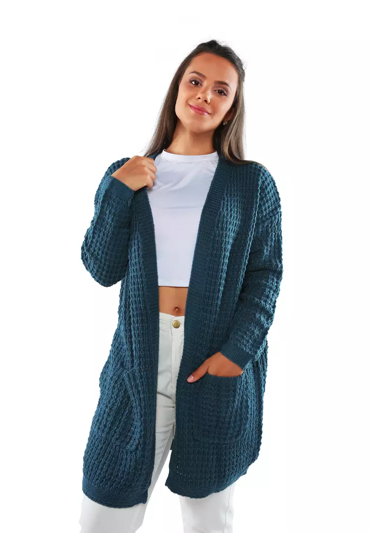 Green Long Sleeve Knit Cardigan