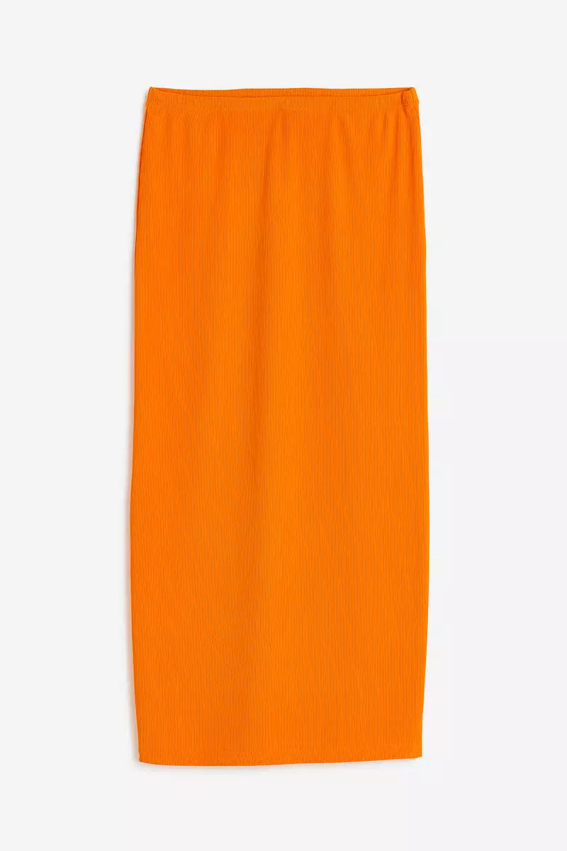 Orange ribbed cheap skirt