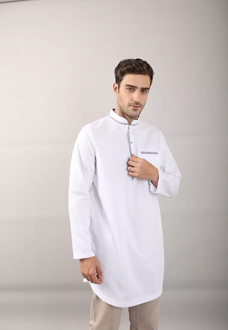 LGS - Baju Koko Kurta - Katun Premium - Lengan Panjang - Reguler Fit - Putih - Satu Kantong - CSH.285.S1141K.378.C-L/S