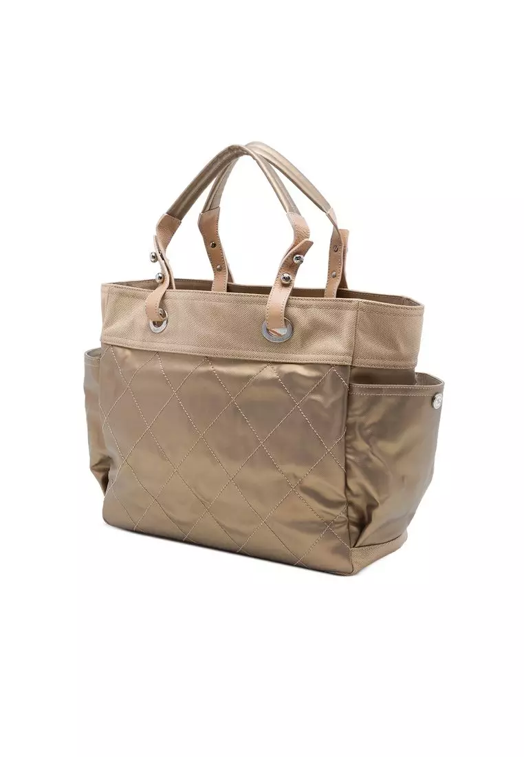 Pre-Loved Chanel Large Quilted Coated Canvas Paris Biarritz Tote