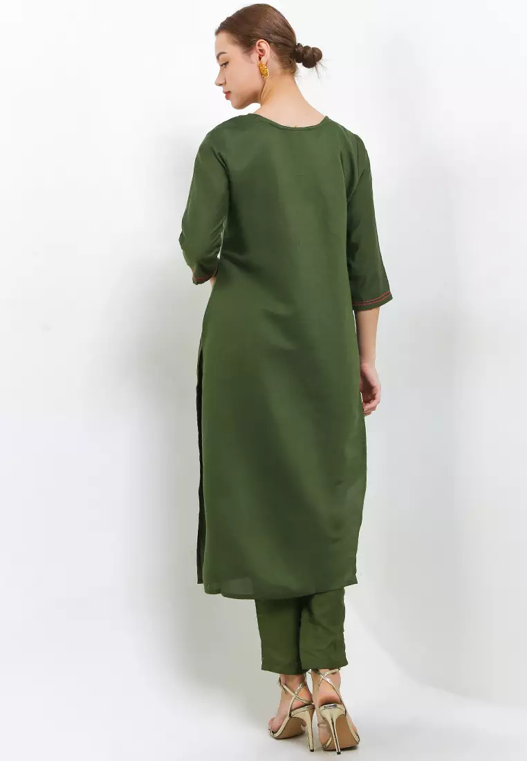 Chanira Festive Rayna Tunic Set-Bottle Green