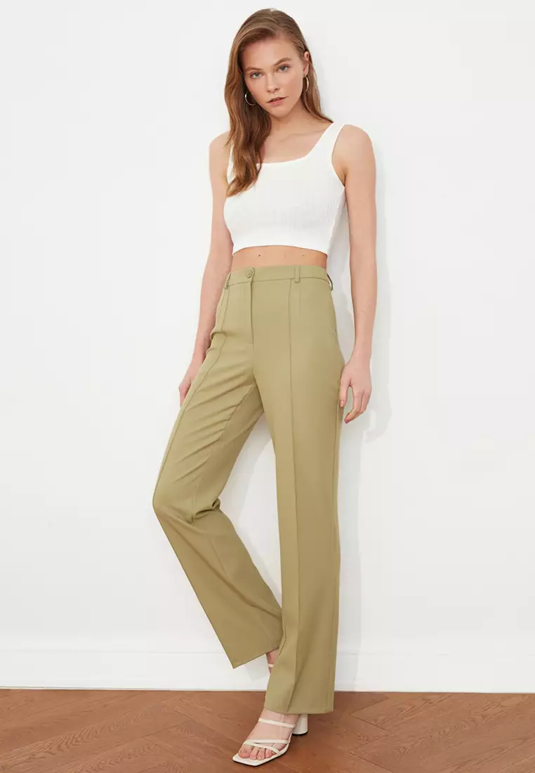 High Waist Straight Cut Trousers