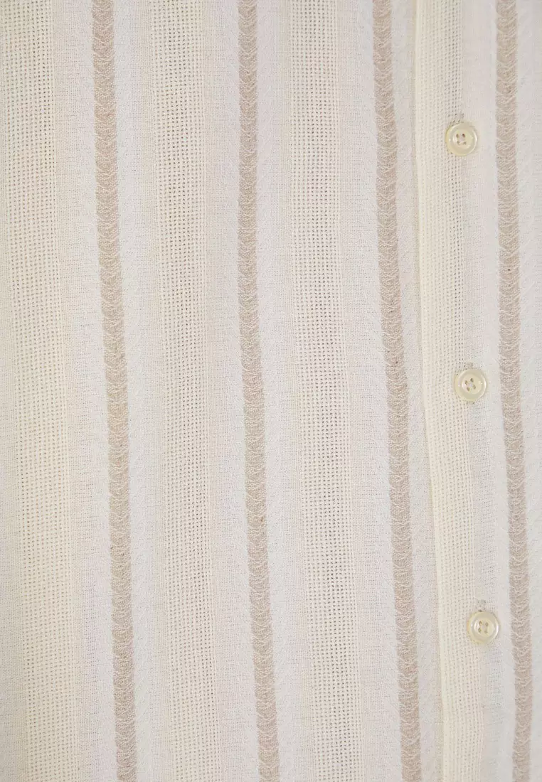 Ecru Regular Fit Striped Shirt TMNSS25GO00071