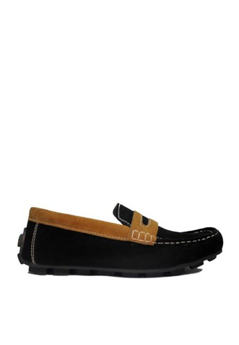 D-Island Shoes Slip On Moccasins Zapato Comfort Suede Black