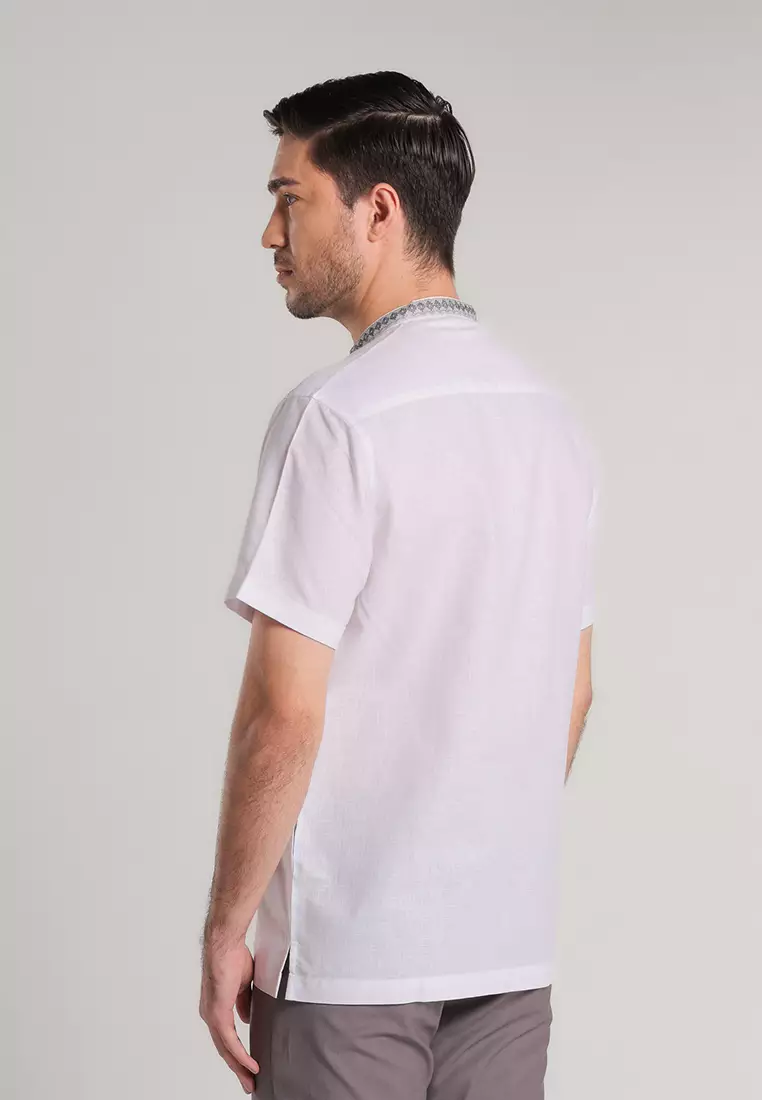 MOC Kemeja Koko Lengan Pendek Pria Majid - White