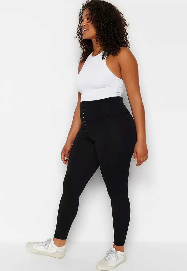 Corset-Look Interlock Knitted Leggings.