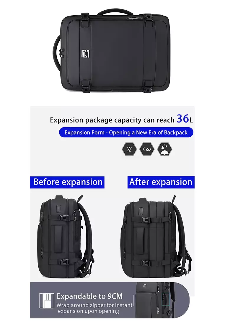 BRUNO CAVALLI Multifunctional EXPANDABLE 18" Travel Backpack with Laptop Compartment