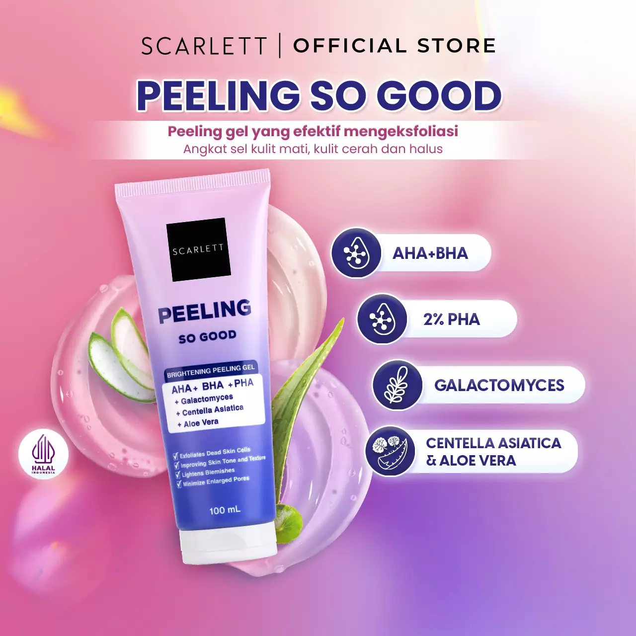 Scarlett Whitening 7x Ceramide Moisturizer + Peeling Gel Peeling So Good + Ultra Light Daily Sunscreen SPF 50+ PA++++