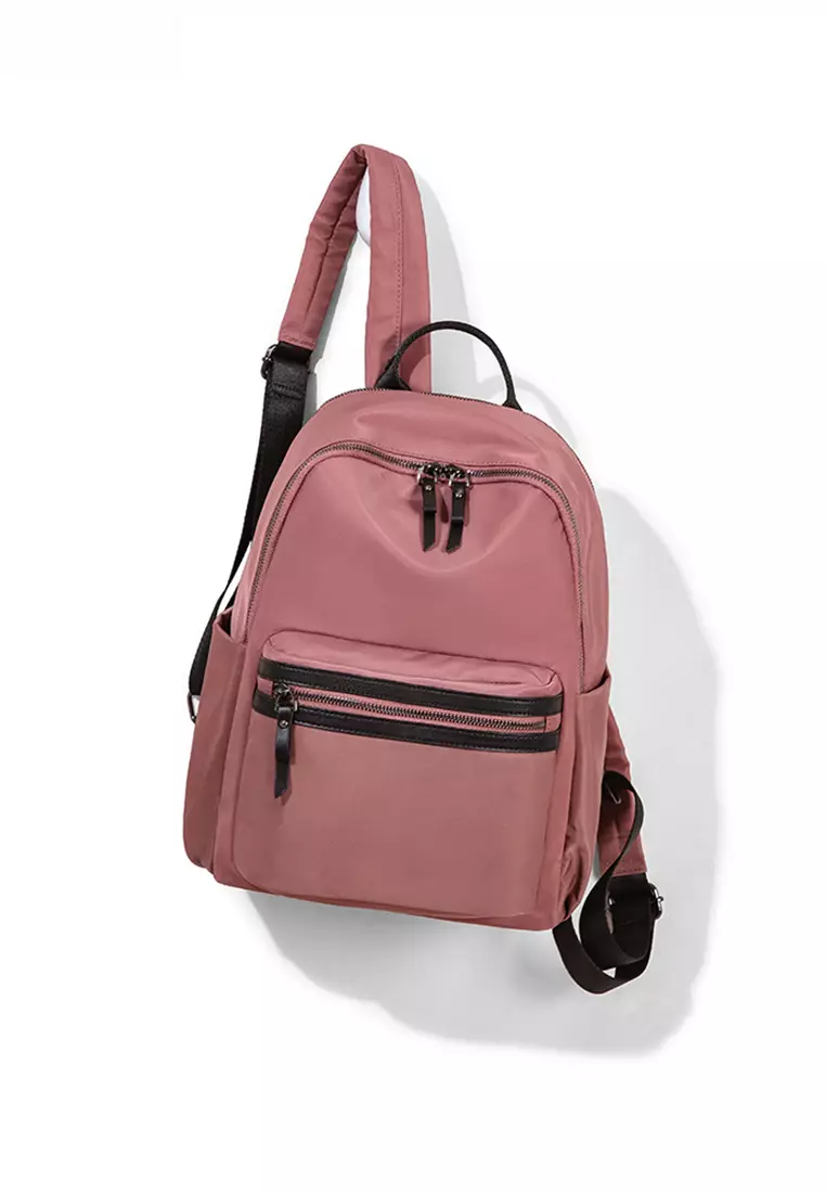 pink leather backpack womens