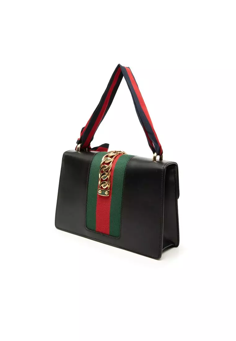 Pre-Loved Gucci Small Calfskin Web Sylvie Satchel