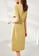 OUNIXUE yellow Fashion Ol Lapel Slim Dress (With Belt) C0448AA7AFA897GS_2