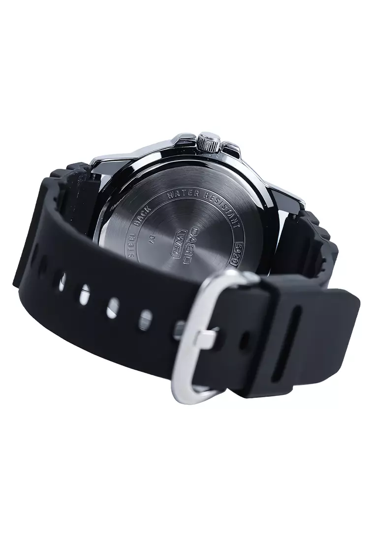 Casio - Jam Tangan Analog Pria - Silver - Black Rubber Strap - MTP-VD300-7B