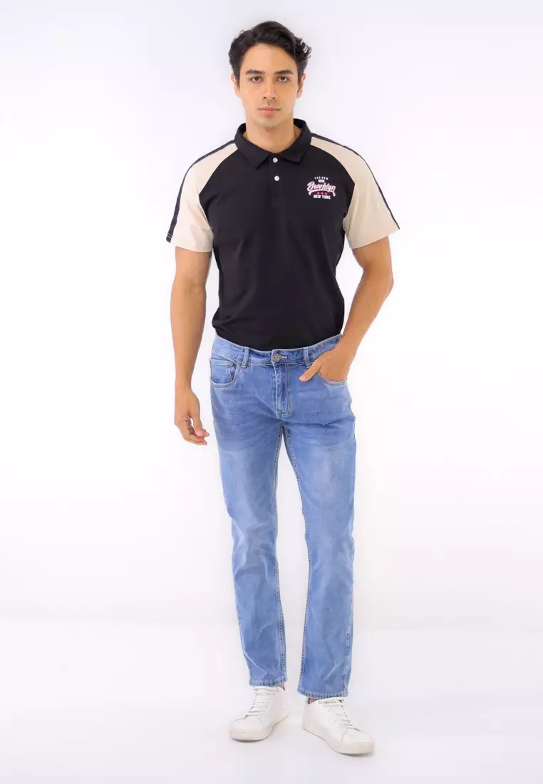 Denim Long Pants Slim Tapered Fit Stretch