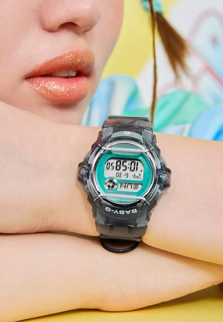 Casio Baby-G BG-169U-8B Women's Digital Watch with Grey Transparent Resin Band
