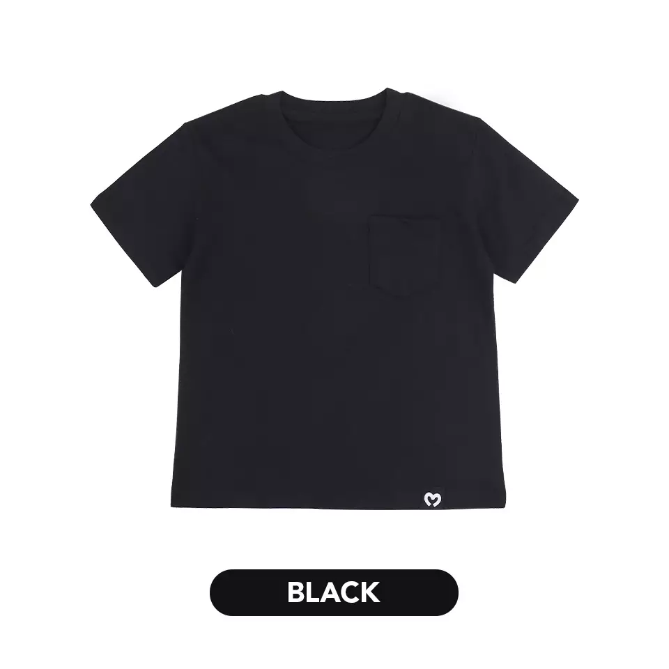 Mooi Kaos Anak Pocket Unisex Comfy T-Shirt Pocket Kids - Black