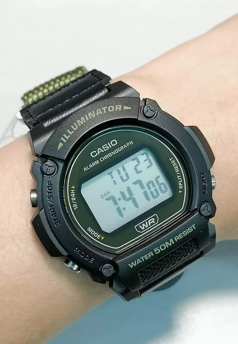 Men's Digital Watch W-219HB-3A Black Cloth Strap Sport Watch