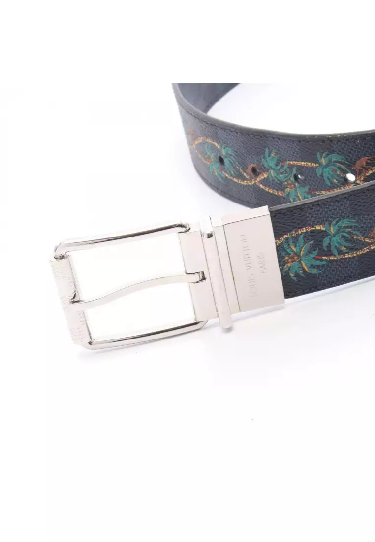 Pre-Loved Louis Vuitton ceinture damier print 40MM belt PVC black multicolor reversible