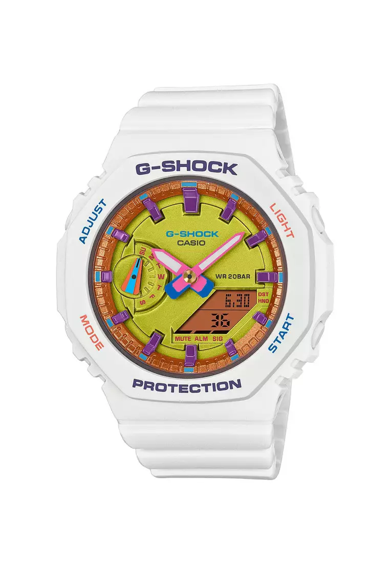 G shock white sale and gold watch